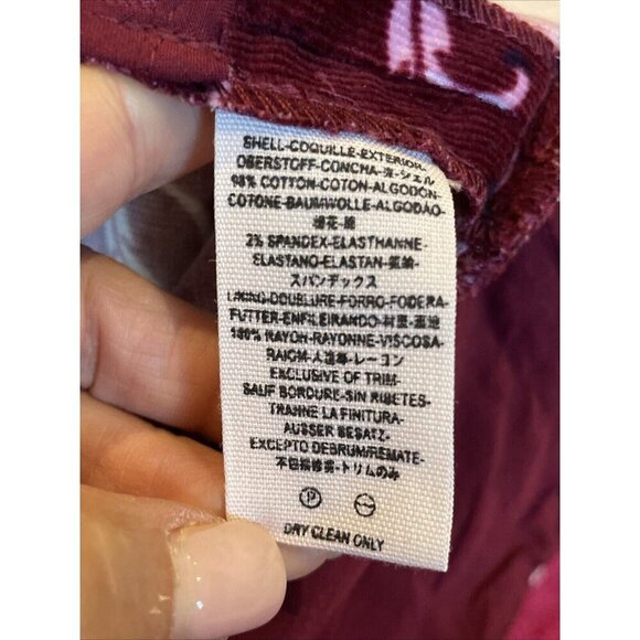 Free People Roll With Us Corduroy Mini Skirt Women's 2 Burgundy Fleur de Lis NWT - Picture 8 of 10